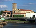 St John Church across Bayou Plaquemine daytime